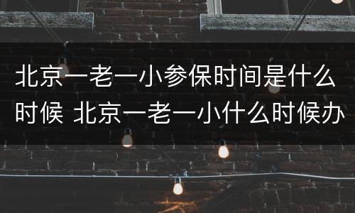 北京一老一小参保时间是什么时候 北京一老一小什么时候办理