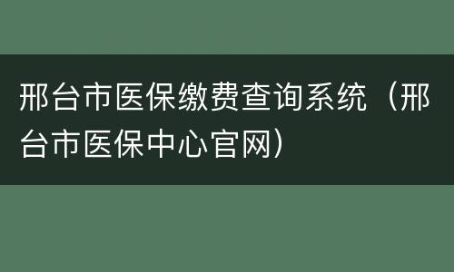 邢台市医保缴费查询系统（邢台市医保中心官网）