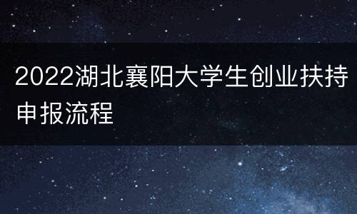 2022湖北襄阳大学生创业扶持申报流程