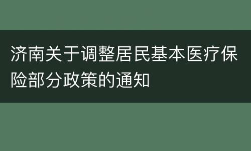 济南关于调整居民基本医疗保险部分政策的通知
