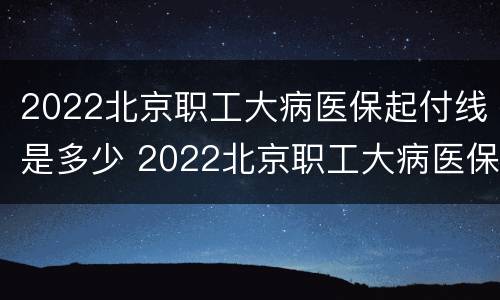 2022北京职工大病医保起付线是多少 2022北京职工大病医保起付线是多少钱