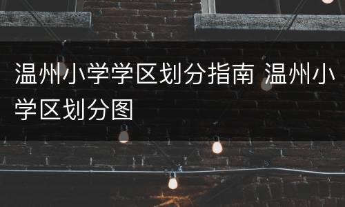 温州小学学区划分指南 温州小学区划分图
