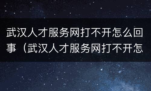 武汉人才服务网打不开怎么回事（武汉人才服务网打不开怎么回事呢）