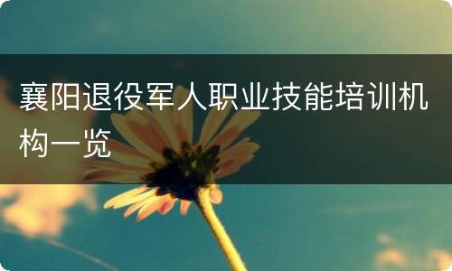 襄阳退役军人职业技能培训机构一览
