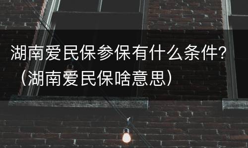 湖南爱民保参保有什么条件？（湖南爱民保啥意思）