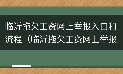 临沂拖欠工资网上举报入口和流程（临沂拖欠工资网上举报入口和流程）