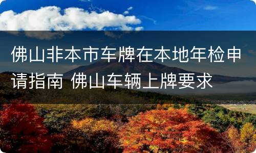 佛山非本市车牌在本地年检申请指南 佛山车辆上牌要求