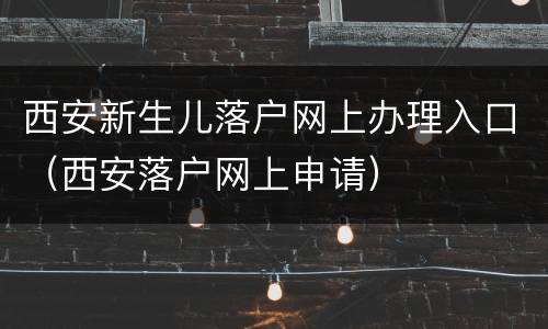 西安新生儿落户网上办理入口（西安落户网上申请）