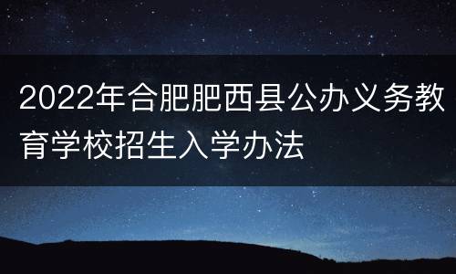 2022年合肥肥西县公办义务教育学校招生入学办法