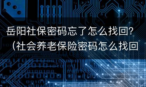 岳阳社保密码忘了怎么找回？（社会养老保险密码怎么找回）