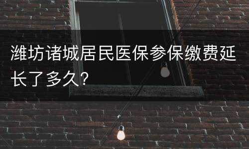 潍坊诸城居民医保参保缴费延长了多久?
