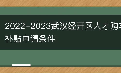 2022-2023武汉经开区人才购车补贴申请条件