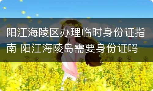 阳江海陵区办理临时身份证指南 阳江海陵岛需要身份证吗