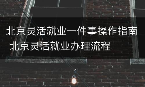 北京灵活就业一件事操作指南 北京灵活就业办理流程