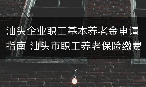 汕头企业职工基本养老金申请指南 汕头市职工养老保险缴费标准