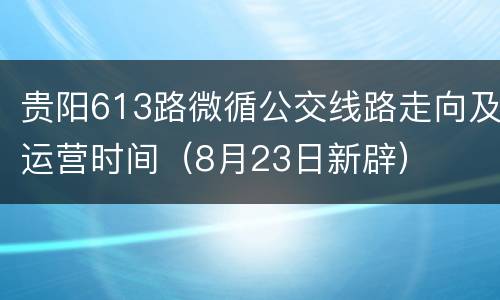 贵阳613路微循公交线路走向及运营时间（8月23日新辟）