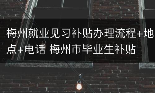 梅州就业见习补贴办理流程+地点+电话 梅州市毕业生补贴