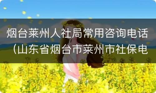 烟台莱州人社局常用咨询电话（山东省烟台市莱州市社保电话）
