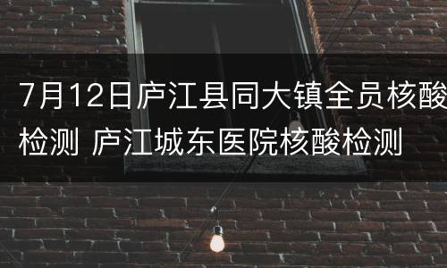 7月12日庐江县同大镇全员核酸检测 庐江城东医院核酸检测