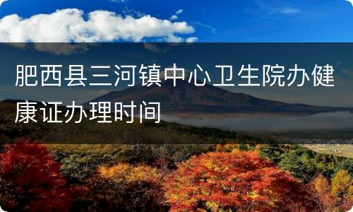 肥西县三河镇中心卫生院办健康证办理时间