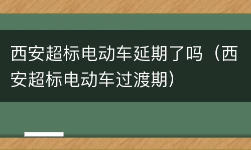 西安超标电动车延期了吗（西安超标电动车过渡期）