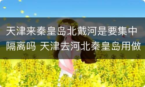 天津来秦皇岛北戴河是要集中隔离吗 天津去河北秦皇岛用做核酸吗