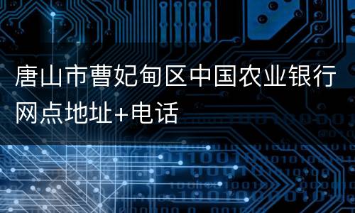 唐山市曹妃甸区中国农业银行网点地址+电话