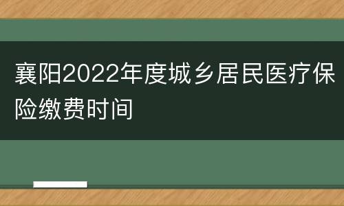 襄阳2022年度城乡居民医疗保险缴费时间