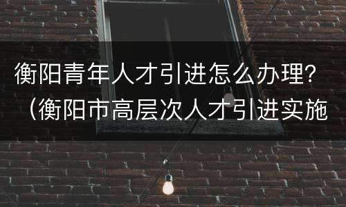 衡阳青年人才引进怎么办理？（衡阳市高层次人才引进实施办法）