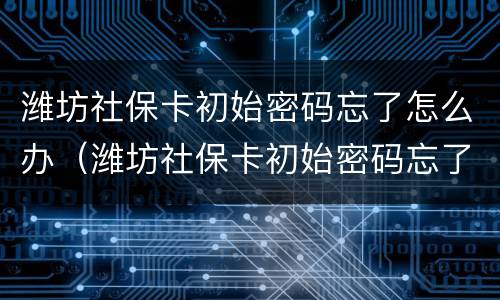 潍坊社保卡初始密码忘了怎么办（潍坊社保卡初始密码忘了怎么办呢）