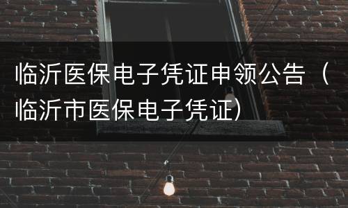 临沂医保电子凭证申领公告（临沂市医保电子凭证）