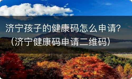 济宁孩子的健康码怎么申请？（济宁健康码申请二维码）