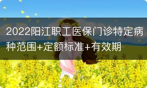 2022阳江职工医保门诊特定病种范围+定额标准+有效期