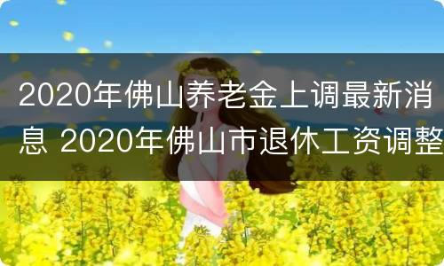 2020年佛山养老金上调最新消息 2020年佛山市退休工资调整