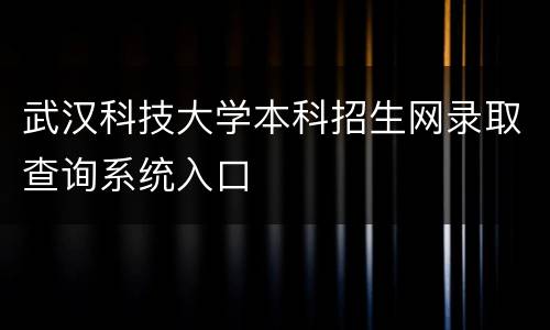 武汉科技大学本科招生网录取查询系统入口