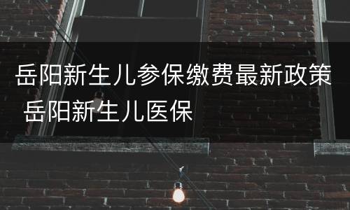 岳阳新生儿参保缴费最新政策 岳阳新生儿医保