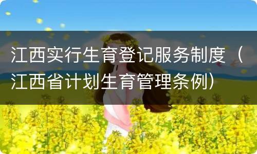 江西实行生育登记服务制度（江西省计划生育管理条例）