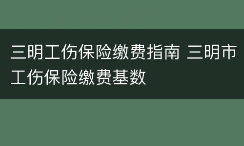 三明工伤保险缴费指南 三明市工伤保险缴费基数