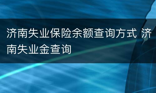 济南失业保险余额查询方式 济南失业金查询
