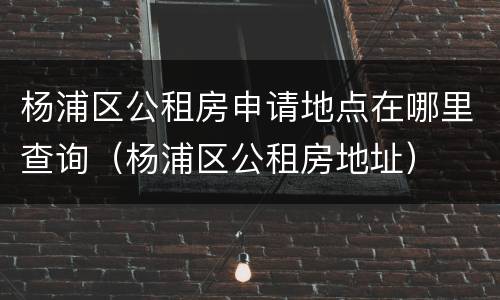 杨浦区公租房申请地点在哪里查询（杨浦区公租房地址）