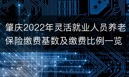 肇庆2022年灵活就业人员养老保险缴费基数及缴费比例一览