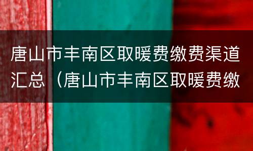 唐山市丰南区取暖费缴费渠道汇总（唐山市丰南区取暖费缴费渠道汇总查询）