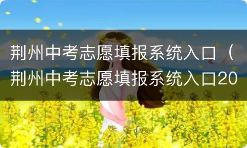 荆州中考志愿填报系统入口（荆州中考志愿填报系统入口2021）