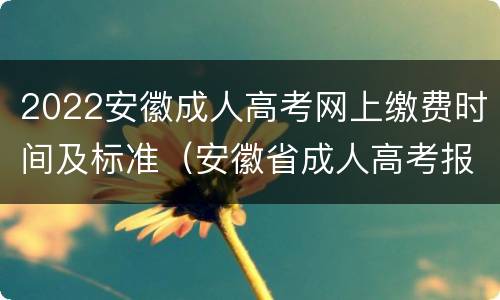 2022安徽成人高考网上缴费时间及标准（安徽省成人高考报名截止时间）