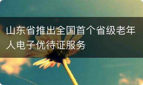 山东省推出全国首个省级老年人电子优待证服务