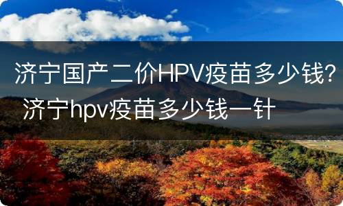 济宁国产二价HPV疫苗多少钱？ 济宁hpv疫苗多少钱一针