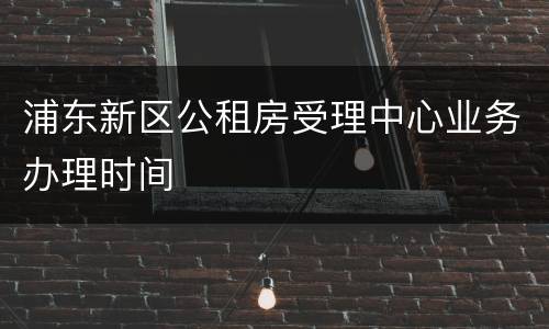 浦东新区公租房受理中心业务办理时间