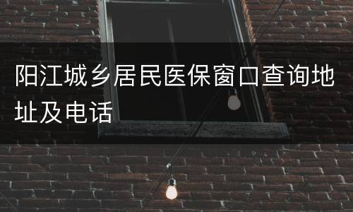 阳江城乡居民医保窗口查询地址及电话
