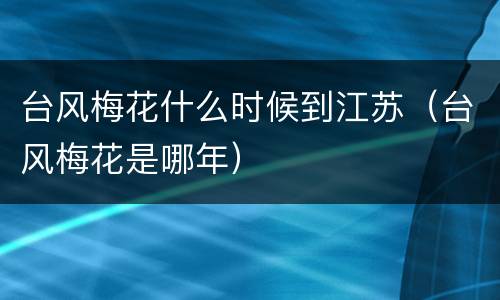台风梅花什么时候到江苏（台风梅花是哪年）