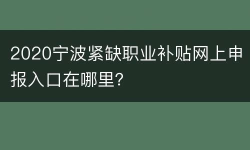 2020宁波紧缺职业补贴网上申报入口在哪里？